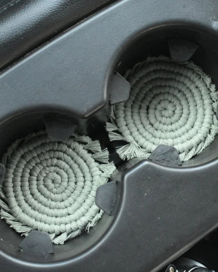 Macrame Car Coasters with fringe