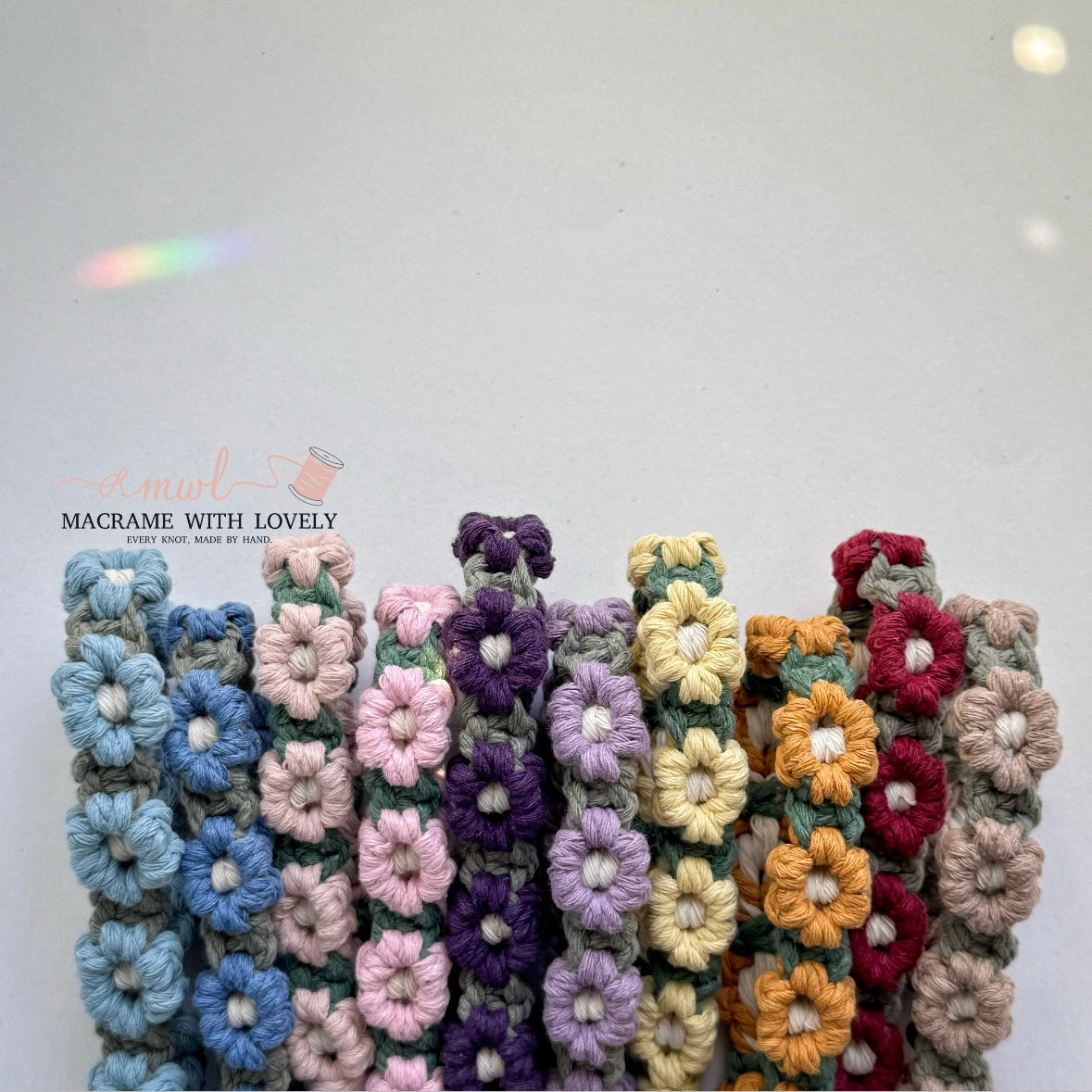 Macrame Daisy Wristlet