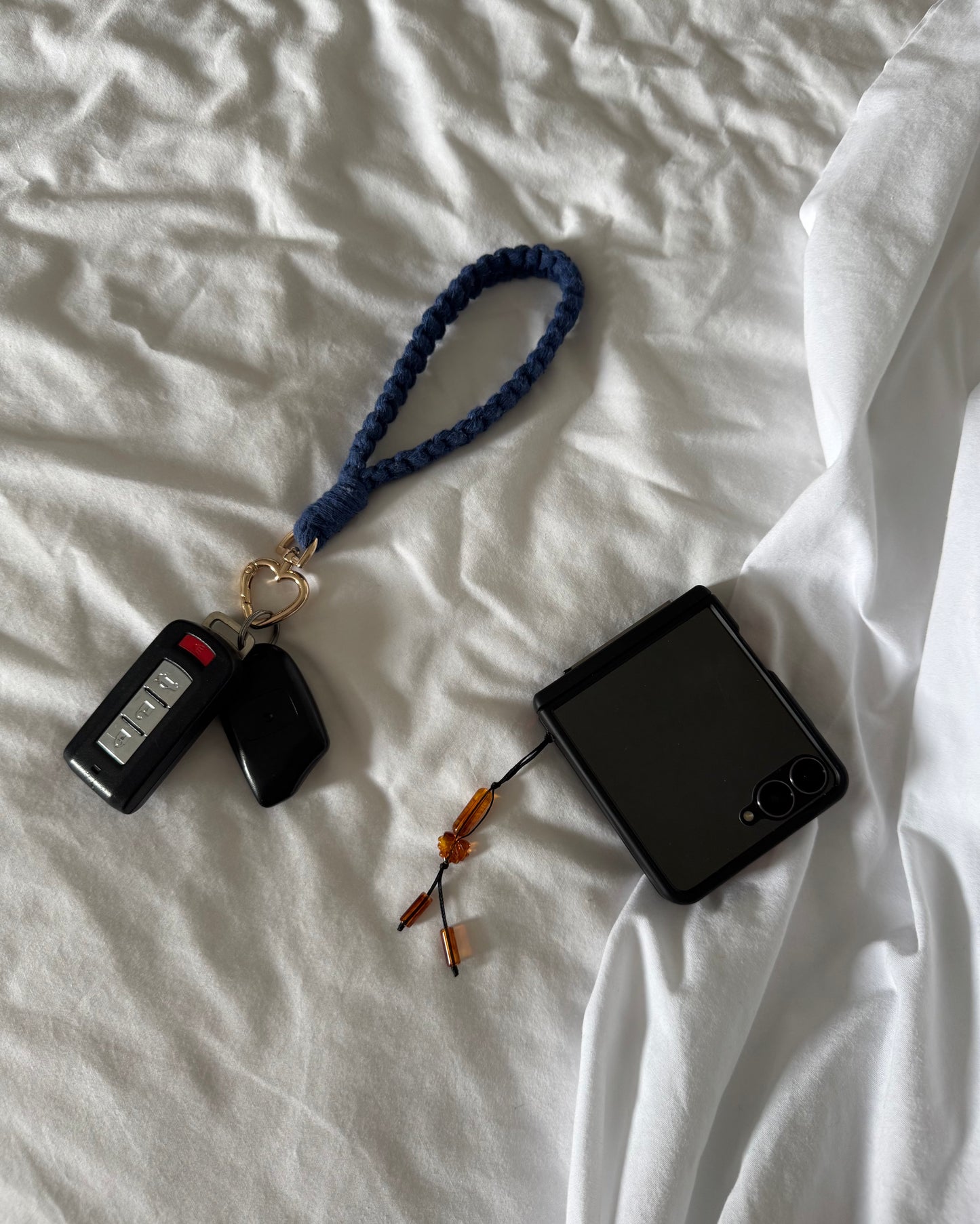 Porte-clés cœur en macramé